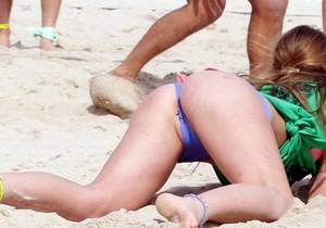 beach voyeur bent over - vaginal slip with a beach volleybal girl while she's on the ground bent over  ...