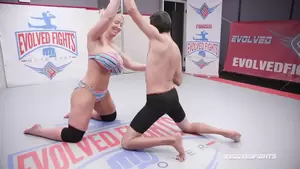 huge wrestling tits - Alura Jenson kicks opponent in balls in nude wrestling | xHamster