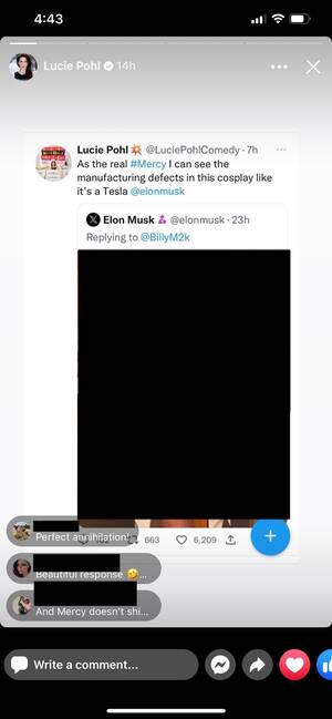 Lucie Pohl Porn - Lucie Pohl, the voice actor of the Overwatch character Mercy, has chimed in  on the Amber Heard cosplay photo Elon Musk shared. : r/Fauxmoi