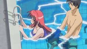 anime hentai sex underwater - Sexy anime redhead gets fucked underwater in a swimming pool while talking  to friends - Hentai City