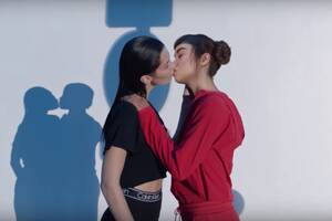 Lesbian Tracksuit Porn - Bella Hadid and Lil Miquela kissing is... not cool! | Dazed