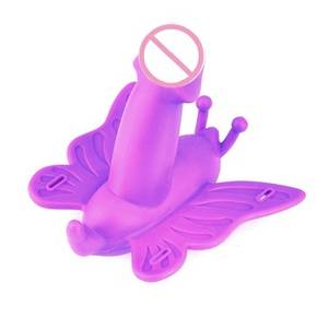 Butterfly Vibrator Porn - Purple Butterfly strap on dildo Vibrating porno sex vibrator adults