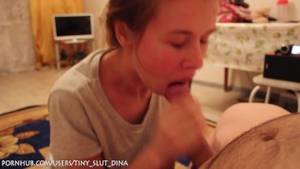 Dina Casting Russian Porn - Russian tiny slut Dina make a gorgeous blowjob after shchool