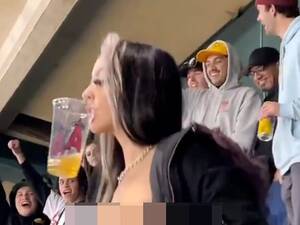 Forced Flashing Porn - Woman flashes boobs to sports crowd sparking brawl as fan yells 'there are  kids' - Daily Star