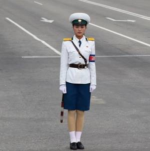 North Korea Traffic Ladies - North Korean totalitarian traffic girl