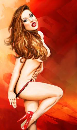 fantasy pin up girls nude - Kelly X pinup painting of model Jessamyne Rose