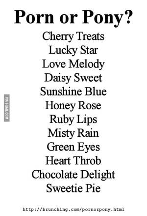 My Name Is Porn - Porn star name or My Little Pony character - can you tell them apart? - 9GAG