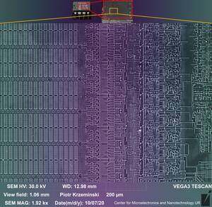 Cpu Porn - You liked the CPU yesterday so I provide next Engineering Porn: 30 years  old Integrated Circuit (EEPROM Memory) seen in electron microscope. Image  is very big- ZOOM IN TO SEE THE DETAILS. :