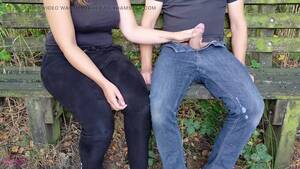 neighbor handjob clothed - I give a guy a handjob on a bench, and make him cum all over his own clothes!  watch online