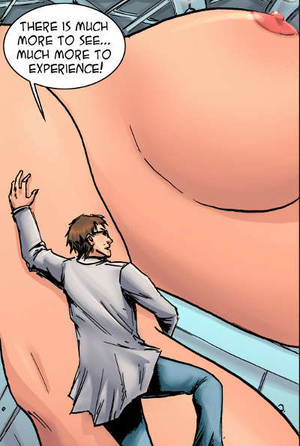 big nipple cartoon porn - Crazy scientist trying to suck huge nipple of a toon - Picture 1