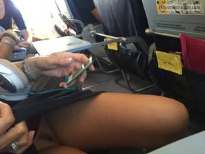 candid upskirt no panties airplane - Very neat and beautiful Pussy airplane flashing white texting