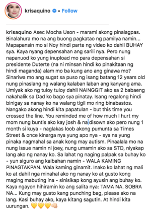 Kris Aquino Porn - Kris Aquino to Mocha Uson : r/Philippines