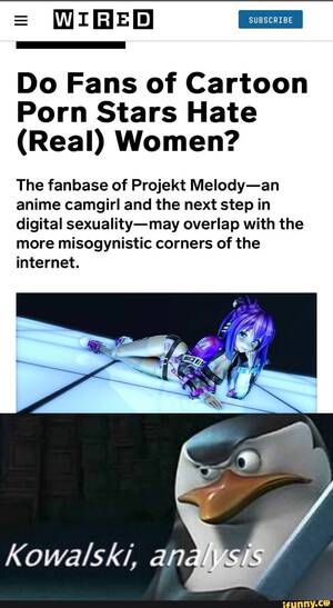 Most Popular Female Porn Stars Cartoon - Do Fans of Cartoon Porn Stars Hate (Real) Women? The fanbase of Projekt  Melody-an anime