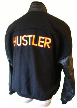 Letterman - HUSTLER porn magazine fight Letterman leather WOOL XL beaver patch vtg club  | eBay
