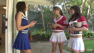 lesbian threeway cheerleader - Fake boobs lesbian cheerleaders end up having a hot threesome with their  tongues twirling around - XVIDEOS.COM