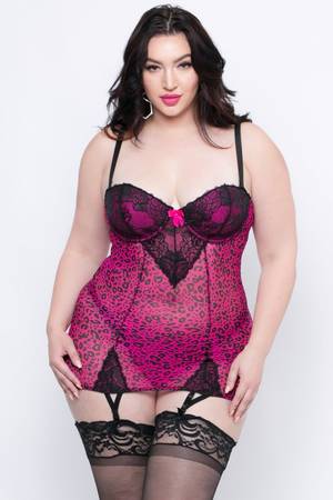 Galda Louise Fake Porn Agent - Leopard Bustier Lingerie With Matching G-String - Fuschia