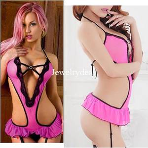 Hot Leotard Porn - 2018 Hot Cheapest Women's Lace Pink Cleavage Erotic Porn Passion Open  Crotch Valentines Day Leotard Sexy Lingerie Halter Neck Bodysuits Costumes  From ...