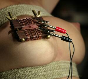 Nipple Bondage Porn - Electrified Nipple Clamp - Bondage Blog