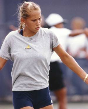 Anna Kournikova Ponytail Porn - Anna Kournikova wearing a Gray Adidas Shirt Premium Art Print